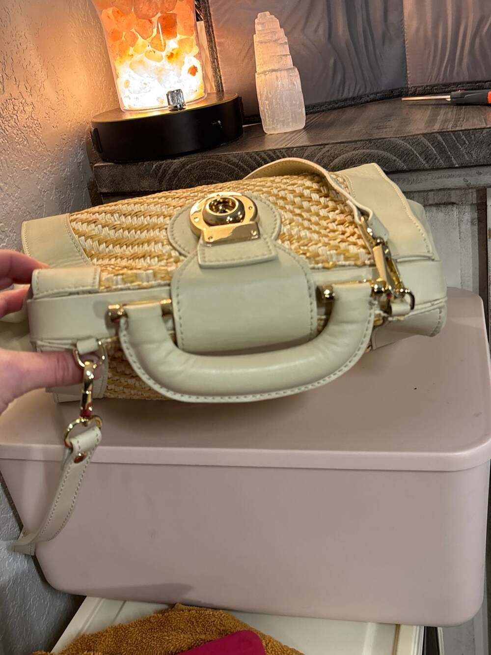 Ba: Divina Firenze Woven Straw and Leather Top Handle Satchel Bag Made in Italy - Picture 5 of 11